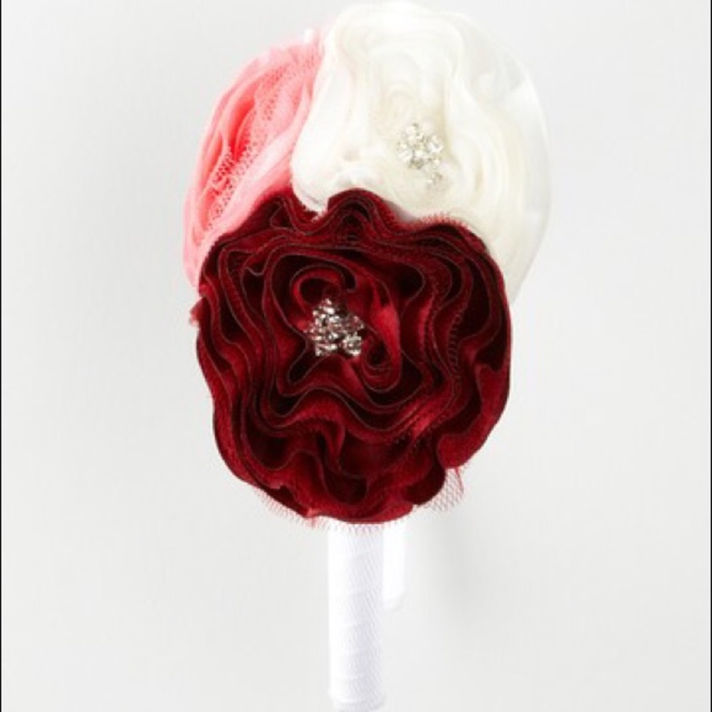 Holiday Rose Floral Hard Headband NWOT